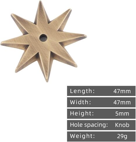 Anise Star Shape Cabinet Antique Brass Handles Ring Pulls Drawer Gold Handle 1Pcs(Antique Brass-Base) in Saudi Arabia
