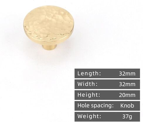 Vintage Solid Brass Hammer Simple Cabinet Door Drawer Circular Handle Gold 1Pcs(32mm) in Saudi Arabia