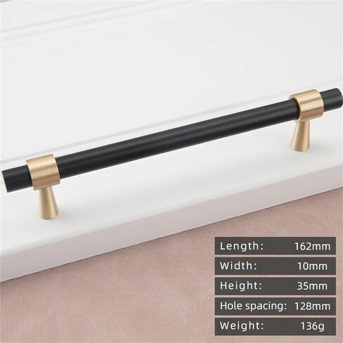 Solid Brass Gold Long Handle Kitchen Cabinet Furniture Hardware Drawer T-Handle 1Pcs(8873-128-Black) in Saudi Arabia