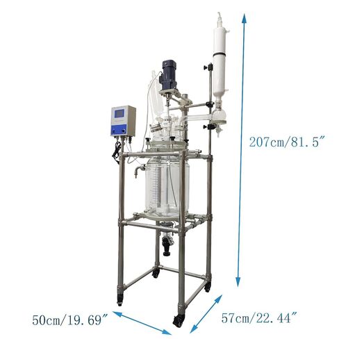 20L Glass Reactor Chemical Lab Jacketed Glass Reactor Vessel Double-Layer Glass Digital Display Vessel for Chemistry Reaction Distillation 110V 120W in Kuwait
