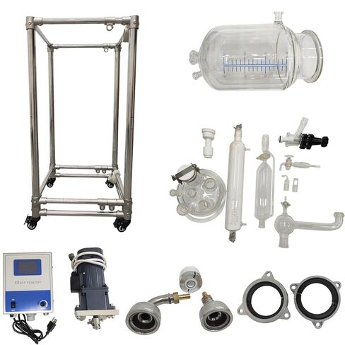 20L Glass Reactor Chemical Lab Jacketed Glass Reactor Vessel Double-Layer Glass Digital Display Vessel for Chemistry Reaction Distillation 110V 120W in Kuwait