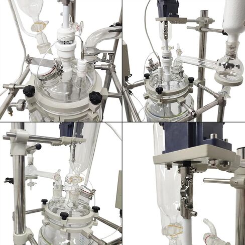 20L Glass Reactor Chemical Lab Jacketed Glass Reactor Vessel Double-Layer Glass Digital Display Vessel for Chemistry Reaction Distillation 110V 120W in Kuwait