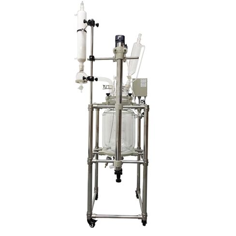 20L Glass Reactor Chemical Lab Jacketed Glass Reactor Vessel Double-Layer Glass Digital Display Vessel for Chemistry Reaction Distillation 110V 120W in Kuwait