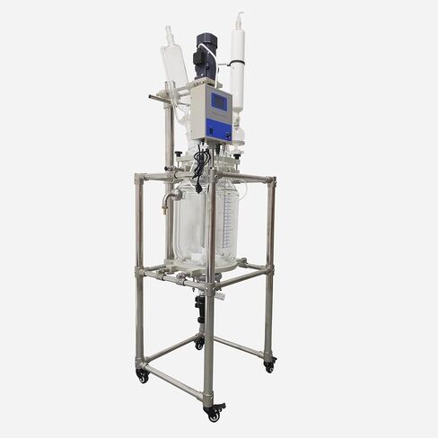 20L Glass Reactor Chemical Lab Jacketed Glass Reactor Vessel Double-Layer Glass Digital Display Vessel for Chemistry Reaction Distillation 110V 120W in Kuwait