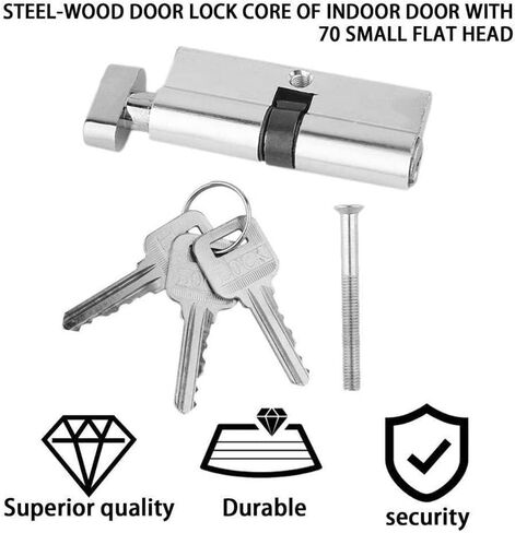 Thumb Turn Euro Cylinder Lock,Lock Cylinder 70mm Aluminum Metal Door Lock Cylinder Home Security Anti-Snap Anti-Drill with 3 Keys Silver Tone Set Tools Door Barrel Lock in Saudi Arabia