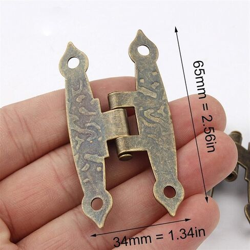 Antique Hinges,Bronze Decorative,Wooden Box Hinge,65 * 34mm 20Pcs Cabinet Door Luggage Hinge 4 Holes Decor Furniture Decoration Antique Vintage Old H Hinges Bronze Tone with Screw Butt Hinges in Saudi Arabia