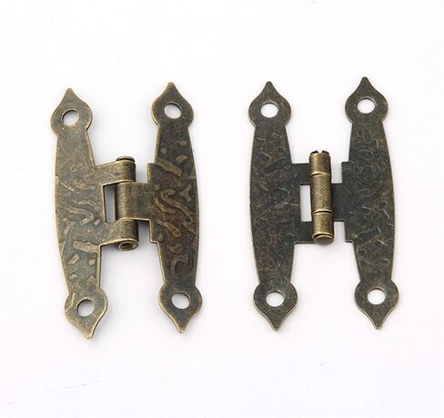 Antique Hinges,Bronze Decorative,Wooden Box Hinge,65 * 34mm 20Pcs Cabinet Door Luggage Hinge 4 Holes Decor Furniture Decoration Antique Vintage Old H Hinges Bronze Tone with Screw Butt Hinges in Saudi Arabia