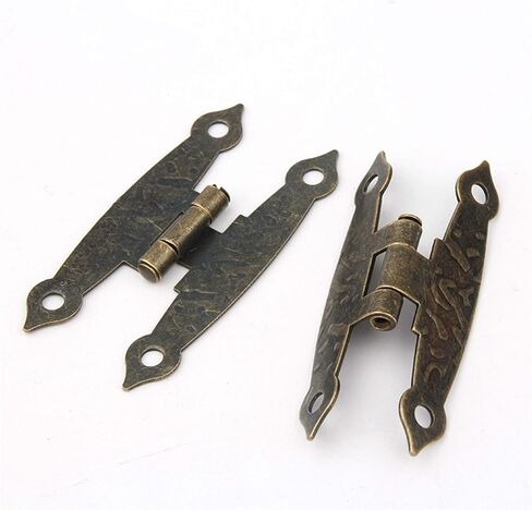 Antique Hinges,Bronze Decorative,Wooden Box Hinge,65 * 34mm 20Pcs Cabinet Door Luggage Hinge 4 Holes Decor Furniture Decoration Antique Vintage Old H Hinges Bronze Tone with Screw Butt Hinges in Saudi Arabia