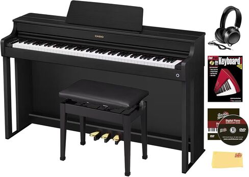 Casio AP-300 CELVIANO 88-Key Digital Piano - Black Bundle with Furniture Bench, Headphones, Instructional Book, Austin Bazaar Instructional DVD, and Polishing Cloth in Saudi Arabia