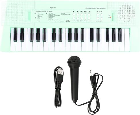 Electric Piano 37 Keys Beginner Keyboard with Microphone Dual Power USB Charging or Batteries Green in Saudi Arabia