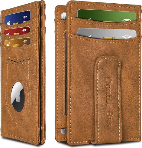 Wallet for Men RFID Blocking Bifold Mens Leather Wallets,Ultra Thin Minimalist Front Pocket Small Compact Mens Slim Wallet,Smart Security Credit Card Holder Elastic Pocket,with Money Clip, 2 ID Window in Saudi Arabia