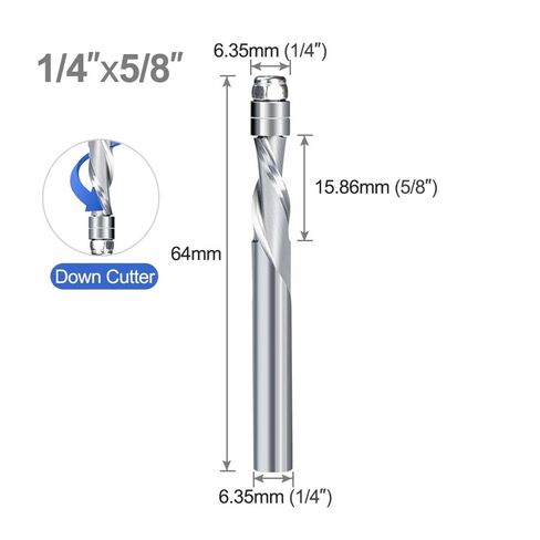 Milling Cutter 1/4 Shank Bearing Guided 2 Flute Flush Trim Router Bit for Woodworking Tool Carbide End Mill(64mm B) in Saudi Arabia