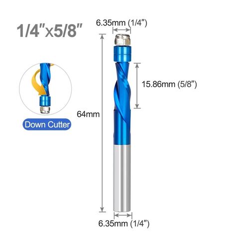 Milling Cutter 1/4 Shank Bearing Guided 2 Flute Flush Trim Router Bit for Woodworking Tool Carbide End Mill(64mm B) in Saudi Arabia