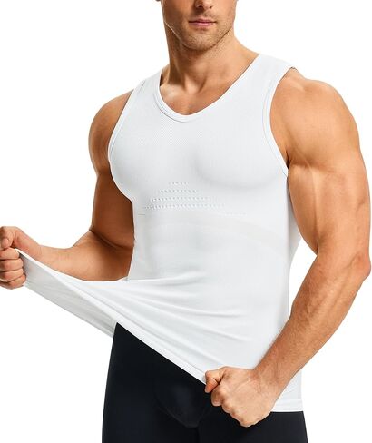 Nebility Shapewear Mens Compression Shirt Body Shaper Slimming Undershirts Sports Vest V Neck Sleeveless Workout Tank Tops in Saudi Arabia