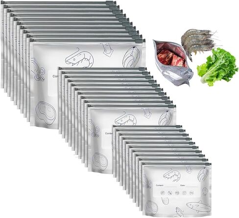 Resealable Aluminum Foil Storage Bags 30PCS, 3 Sizes Thick Stand-Up Pouches, Lightproof Moisture-Proof Food Saver Bags for Snacks Spices Meat Vegetables Dried Foods in Saudi Arabia