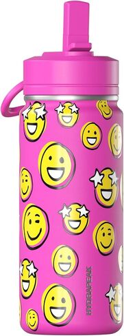 Hydrapeak Mini 14oz Fun Sticker Print Water Bottle with Straw Lid, Stainless Steel Double Wall Insulated Water Bottle, Leak-Proof and Spill-Proof Water Bottle, Monster Truck-Navy in Saudi Arabia