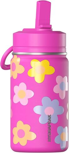 Hydrapeak Mini 14oz Fun Sticker Print Water Bottle with Straw Lid, Stainless Steel Double Wall Insulated Water Bottle, Leak-Proof and Spill-Proof Water Bottle, Monster Truck-Navy in Saudi Arabia