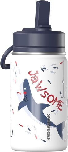 Hydrapeak Mini 14oz Fun Sticker Print Water Bottle with Straw Lid, Stainless Steel Double Wall Insulated Water Bottle, Leak-Proof and Spill-Proof Water Bottle, Monster Truck-Navy in Saudi Arabia