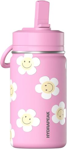 Hydrapeak Mini 14oz Fun Sticker Print Water Bottle with Straw Lid, Stainless Steel Double Wall Insulated Water Bottle, Leak-Proof and Spill-Proof Water Bottle, Monster Truck-Navy in Saudi Arabia