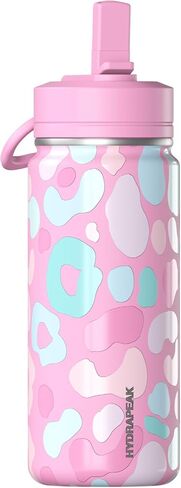 Hydrapeak Mini 14oz Fun Sticker Print Water Bottle with Straw Lid, Stainless Steel Double Wall Insulated Water Bottle, Leak-Proof and Spill-Proof Water Bottle, Monster Truck-Navy in Saudi Arabia