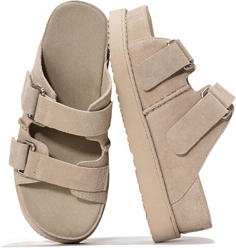 Project Cloud Leather Leather Platform Womens Sandals - Platform Platform منصة غير قابلة للانزلاق مع عروض رغوة الذاكرة - أحذية النساء الكعبات (Silverstar) in Kuwait