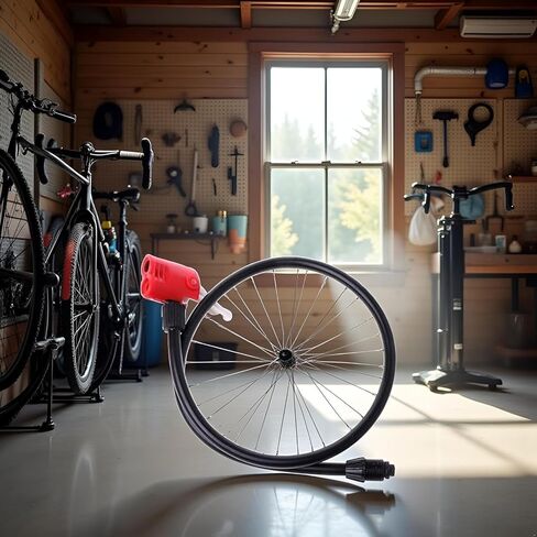 Bicycle Pump Hose, 67cm Bike Pump Hose, Black and Red Bike Bicycle Handy Portable Air Pump, Tire Inflator Replacement Hose Accessories in Kuwait