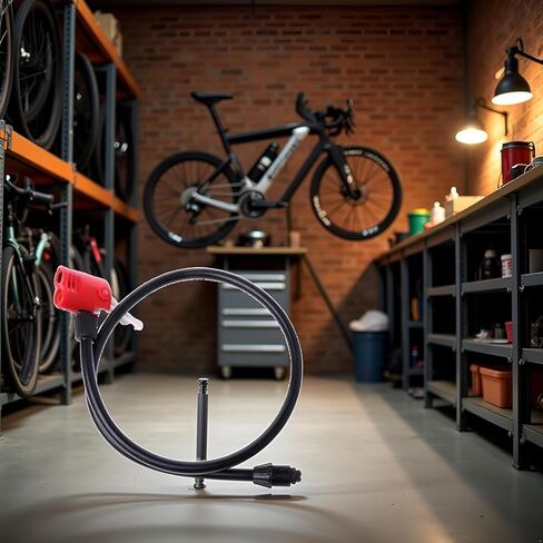 Bicycle Pump Hose, 67cm Bike Pump Hose, Black and Red Bike Bicycle Handy Portable Air Pump, Tire Inflator Replacement Hose Accessories in Kuwait