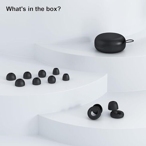 Ear Plugs for Sleep – Super Soft, Reusable Hearing Protection in Flexible Silicone for Noise Reduction & Flights - 8 Ear Tips in XS/S/M/L -Black.Hearing Protection Ear Plugs Noise Cancelling 30dB in Kuwait