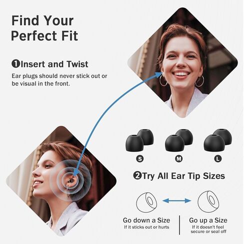 Ear Plugs for Sleep – Super Soft, Reusable Hearing Protection in Flexible Silicone for Noise Reduction & Flights - 8 Ear Tips in XS/S/M/L -Black.Hearing Protection Ear Plugs Noise Cancelling 30dB in Kuwait