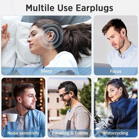 Ear Plugs for Sleep – Super Soft, Reusable Hearing Protection in Flexible Silicone for Noise Reduction & Flights - 8 Ear Tips in XS/S/M/L -Black.Hearing Protection Ear Plugs Noise Cancelling 30dB in Kuwait