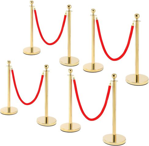 4PCS Gold Stanchion Post with Stainless Steel Construction - Non-Adjustable Height, Sturdy Design, Durable Build, Corrosion-Resistant, and Easy Assembly in Kuwait