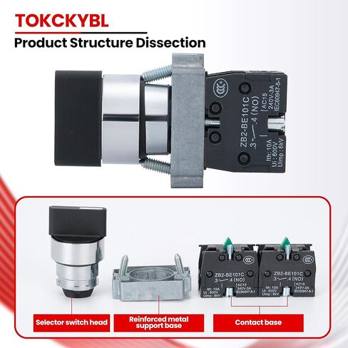 (Pack of 2) 22mm 3 Position Maintained Selector Switch, 2NO 660V 10A Industrial Grade Metal Switch with IP65 [Model XB2-20X/31] in Kuwait