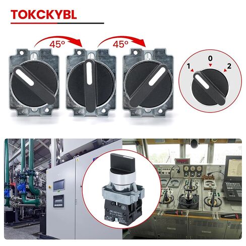 (Pack of 2) 22mm 3 Position Maintained Selector Switch, 2NO 660V 10A Industrial Grade Metal Switch with IP65 [Model XB2-20X/31] in Kuwait