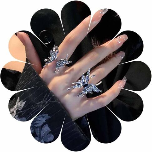 Gothic Spider Rings Halloween Black Silver Spider Statement Rings Adjustable Opal Spider Open Band Rings Jewel Rings Costume Party Gifts for Women and Girls in Saudi Arabia