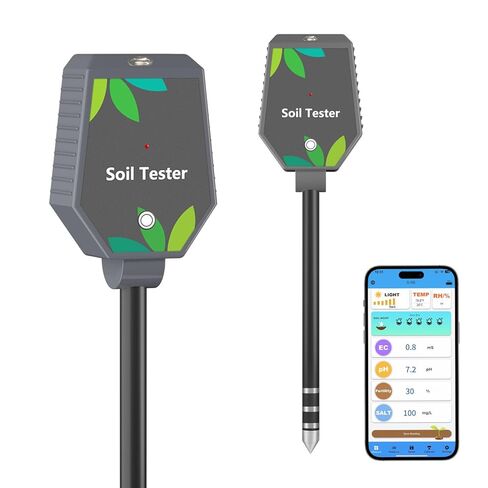Soil Moisture Meter for Plants, 8-in-1 Soil pH Meter Moisture, Light, pH, EC, Fertility, Salt, Temp, Air Humidity, Soil pH Test Kit Great for Garden, Lawn, Farm, Indoor & Outdoor Use in Saudi Arabia