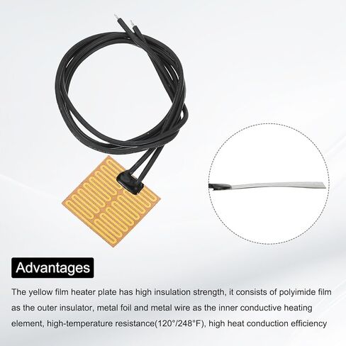 MECCANIXITY 5pcs Heater Film Heating Plate, 4.2W 5V Polyimide Heat Pad Adhesive PI Heater Elements Film 32mmx32mm Heater Strip for Constant Temperature in Saudi Arabia