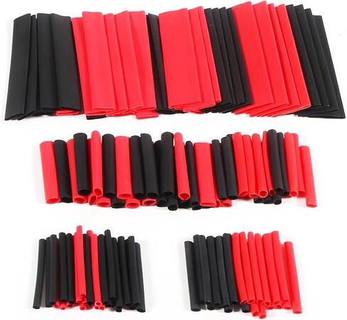 127pcs Heat Shrink Tubing Kit 7 Sizes Heat Shrink Sleeving Durable Shrink Wrap Tubing Red & Black in Saudi Arabia