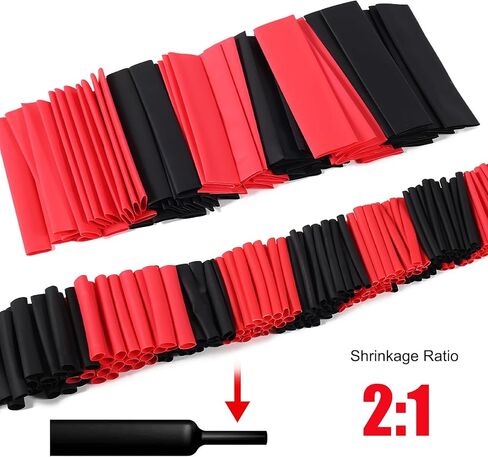 127pcs Heat Shrink Tubing Kit 7 Sizes Heat Shrink Sleeving Durable Shrink Wrap Tubing Red & Black in Saudi Arabia