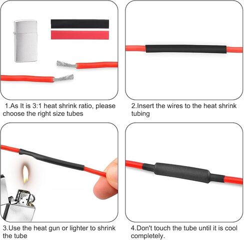 127pcs Heat Shrink Tubing Kit 7 Sizes Heat Shrink Sleeving Durable Shrink Wrap Tubing Red & Black in Saudi Arabia