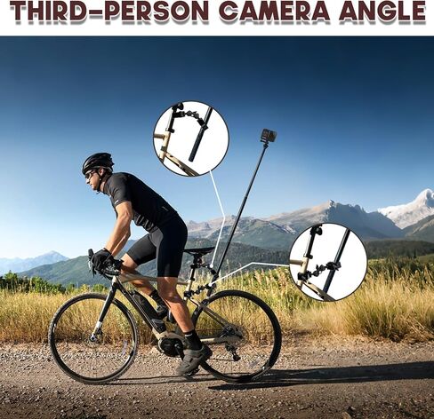 Motorcycle Camera Mount Kit for Insta360 - Heavy Duty 360° Rotating Handlebar Mount with Clamp, Aluminum Alloy Extendable Selfie Stick (14.37"-58.3"), Universal for Bike ATV UTV in Kuwait