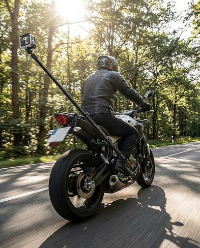 Motorcycle Camera Mount Kit for Insta360 - Heavy Duty 360° Rotating Handlebar Mount with Clamp, Aluminum Alloy Extendable Selfie Stick (14.37"-58.3"), Universal for Bike ATV UTV in Kuwait