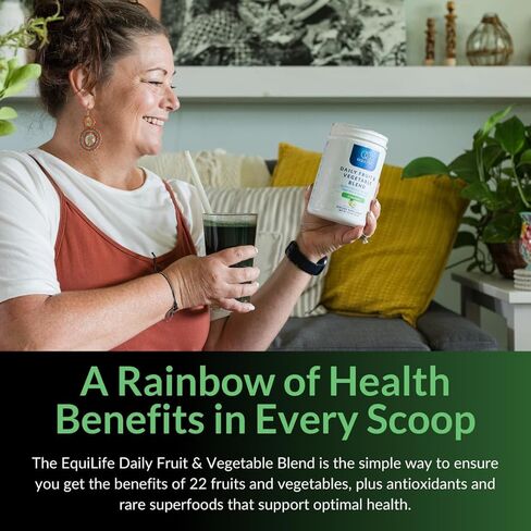 Equilife Daily Fruit & Vegetable Blend, Superfood Antioxidant Supplement, Crisp Apple Flavor with Vitamin C, Fiber, and 9 Essential Amino Acids, Supports Energy, Vegan, 14 Single Serve Packets in Kuwait