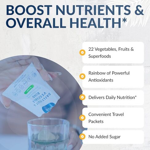 Equilife Daily Fruit & Vegetable Blend, Superfood Antioxidant Supplement, Crisp Apple Flavor with Vitamin C, Fiber, and 9 Essential Amino Acids, Supports Energy, Vegan, 14 Single Serve Packets in Kuwait