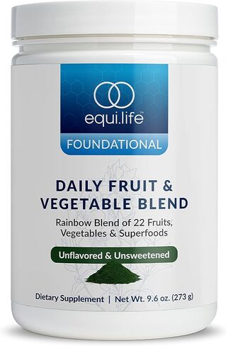 Equilife Daily Fruit & Vegetable Blend, Superfood Antioxidant Supplement, Crisp Apple Flavor with Vitamin C, Fiber, and 9 Essential Amino Acids, Supports Energy, Low Sugar, Vegan, 30 Servings Tub in Kuwait