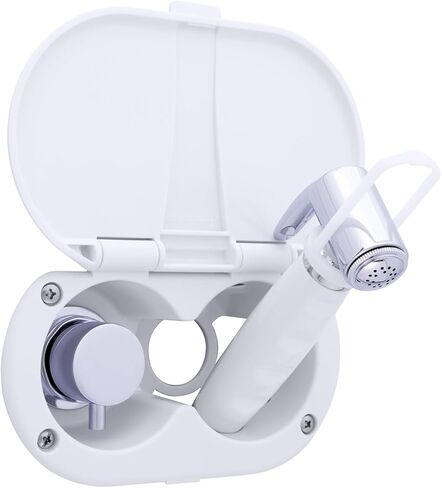 Ambassador Marine Aidack- Transom Shower (Hot/Cold Mixer), Arctic White Cup & Lid, Hammer-Head Arctic White Sprayer, 10' White Rubber Hose, Chrome Aidack Handle - 136-1714-AW-W in Saudi Arabia