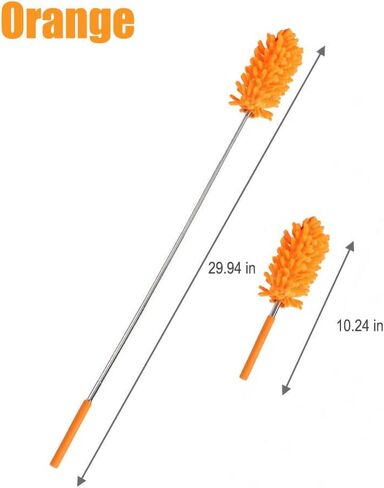 Microfiber Duster for Cleaning, Hand Washable Dusters, Extendable Pole, Detachable Cleaning Supplies for Office, Car, Window, Furniture Ceiling Fan - Orange in Saudi Arabia