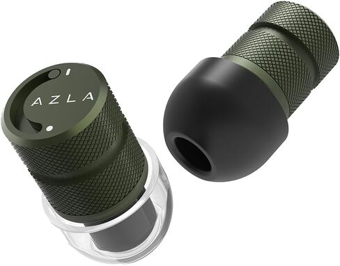 AZLA POM1000 II - سدادات أذن عازلة للضوضاء للنوم، والسفر بالطائرة، والدراجات النارية، والرماية، والحفلات الموسيقية - حماية للسمع 35 ديسيبل، فتحة تهوية قابلة للتعديل، حافظة معدنية، 6 أطراف أذن (أخضر) in Saudi Arabia