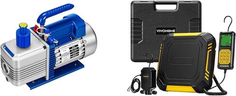 مضخة تفريغ VIVOHOME 5 CFM 1/2 HP 2 Stage HVAC لأنظمة R134a R12 R22 R502 R410a، مع مقياس شحن المبرد الإلكتروني مع صمام شحن منفصل للجرعات التلقائية in Saudi Arabia