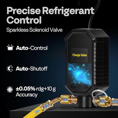 مضخة تفريغ VIVOHOME 5 CFM 1/2 HP 2 Stage HVAC لأنظمة R134a R12 R22 R502 R410a، مع مقياس شحن المبرد الإلكتروني مع صمام شحن منفصل للجرعات التلقائية in Saudi Arabia