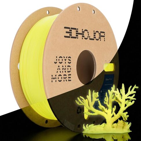 3DHoJor PLA Glow in The Dark Filament 1.75mm 1Kg, 3D Printing Luminous Filament 1.75mm Dimensional Accuracy +/- 0.03mm, Fit Most FDM 3D Printers-Glow Yellow in Kuwait